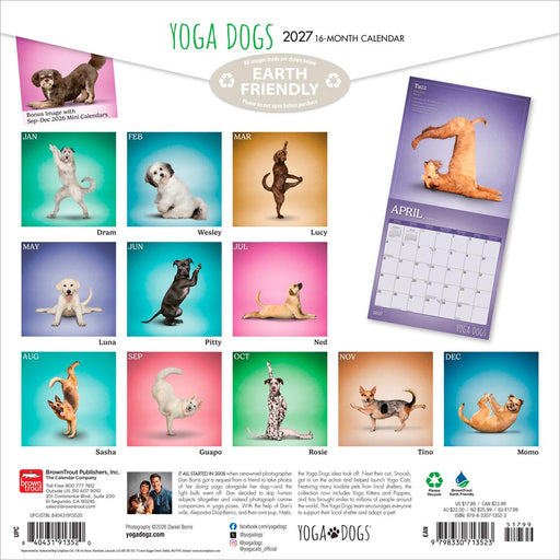 Yoga Dogs 2027 Square Wall Calendar