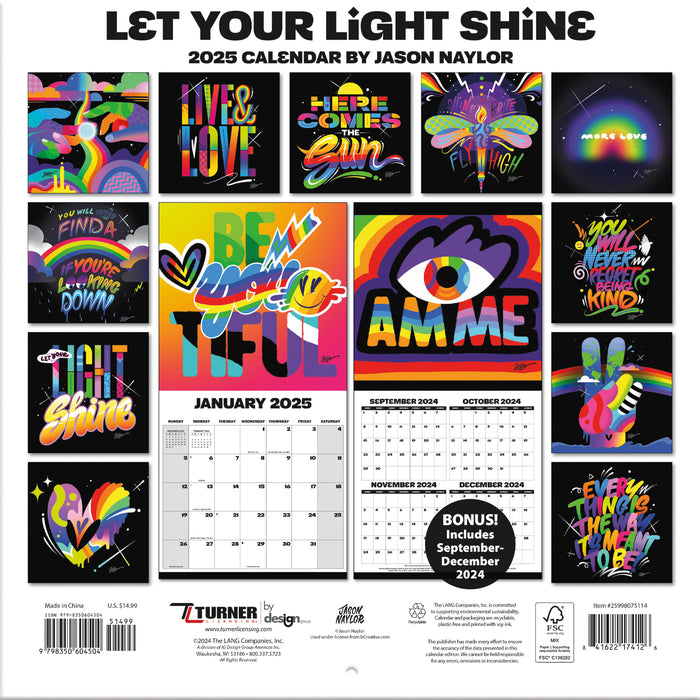 2025 Let Your Light Shine Wall Calendar by  Turner Licensing from Calendar Club