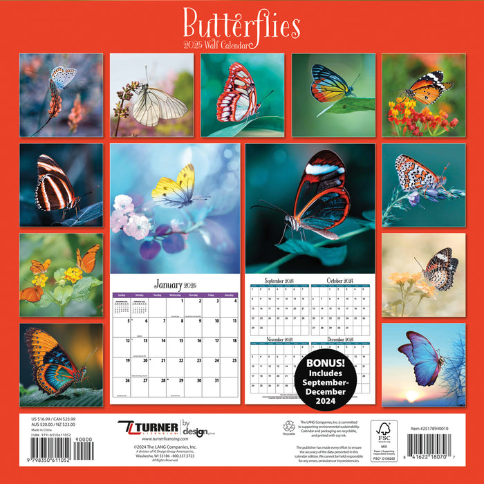 2025 Butterflies Wall Calendar