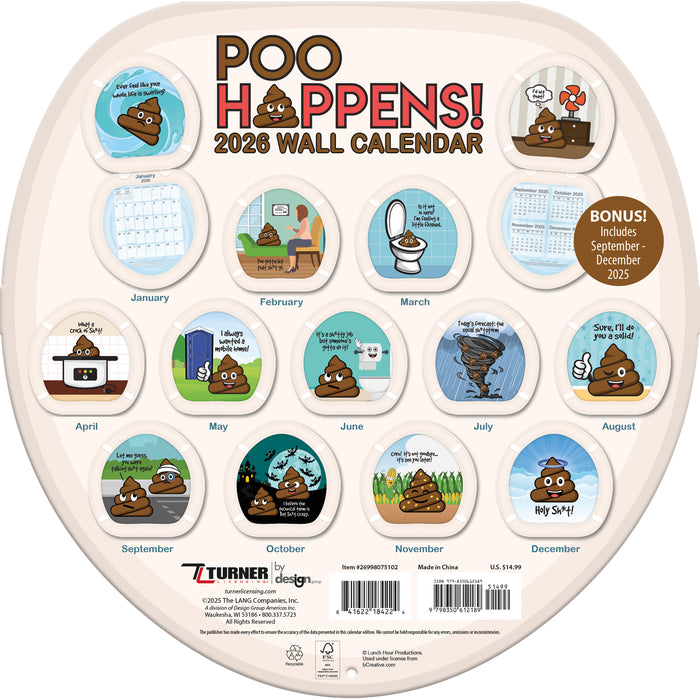 Poo Happens 2026 Wall Calendar
