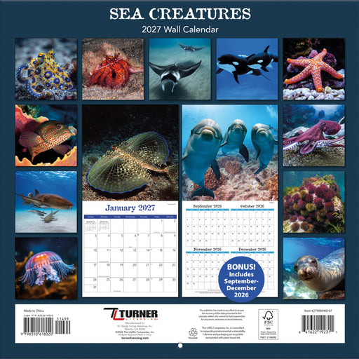 Sea Creatures 2027 Square Wall Calendar