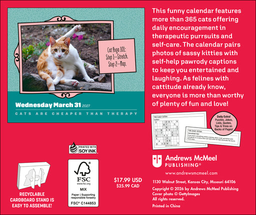 Cats Are Cheaper Than Therapy 2027 Page-A-Day Calendar