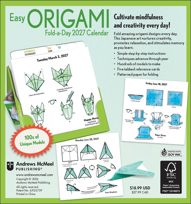 Easy Origami Fold-a-Day 2027 Page-A-Day Calendar