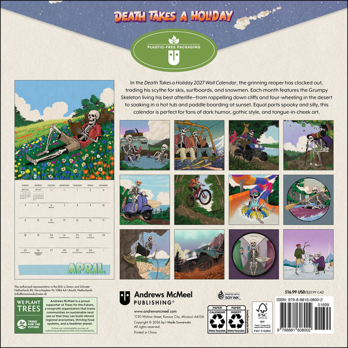 Death Takes Holiday 2027 Square Wall Calendar