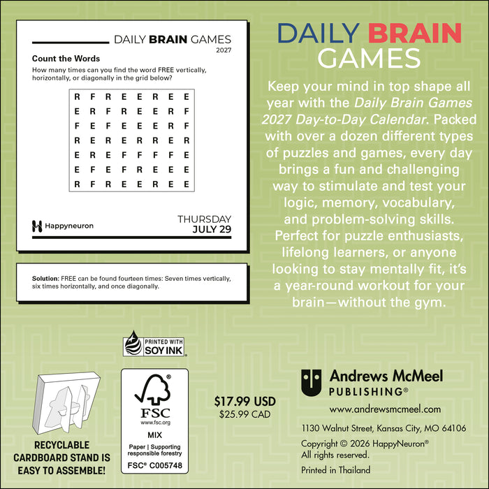 Daily Brain Games 2027 Page-A-Day Calendar