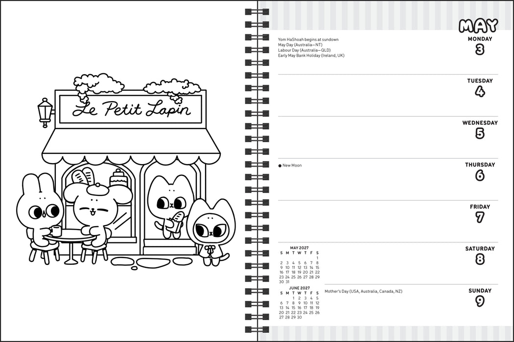 Pocket Peaches Coloring 2027 Weekly Diary
