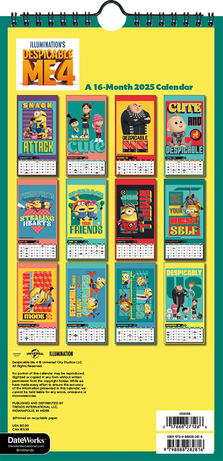 2025 Despicable Me 4 Mini Wall Calendar by  Trends from Calendar Club