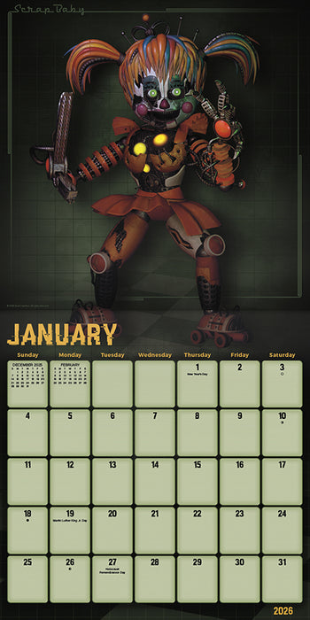 Five Nights at Freddy 2026 Square Wall Calendar
