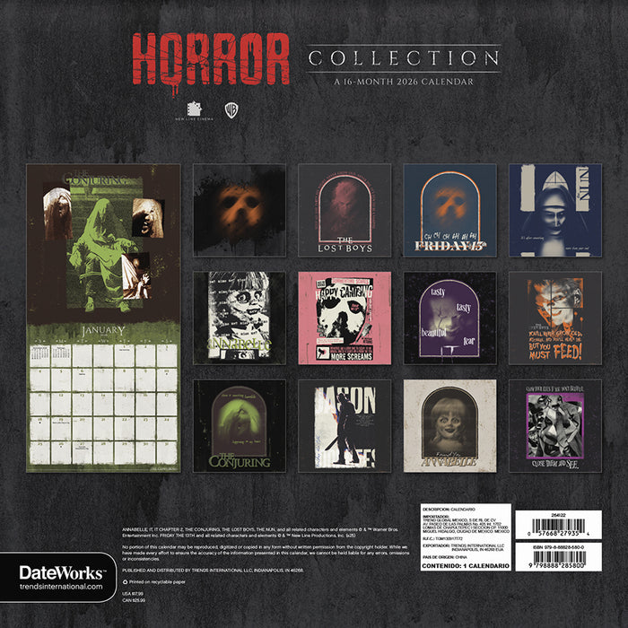 Horror Collection 2026 Square Wall Calendar