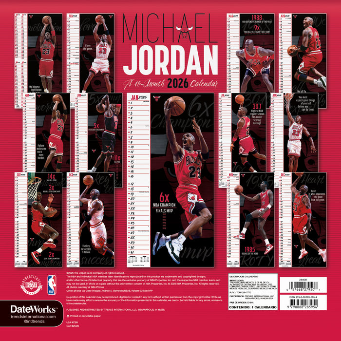 Michael Jordan 2026 Square Wall Calendar