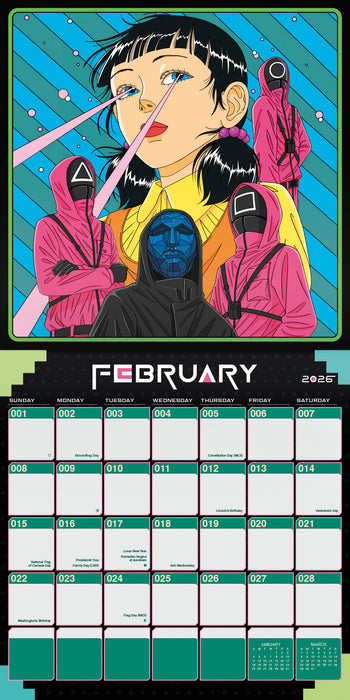 Squid Games 2026 Square Wall Calendar