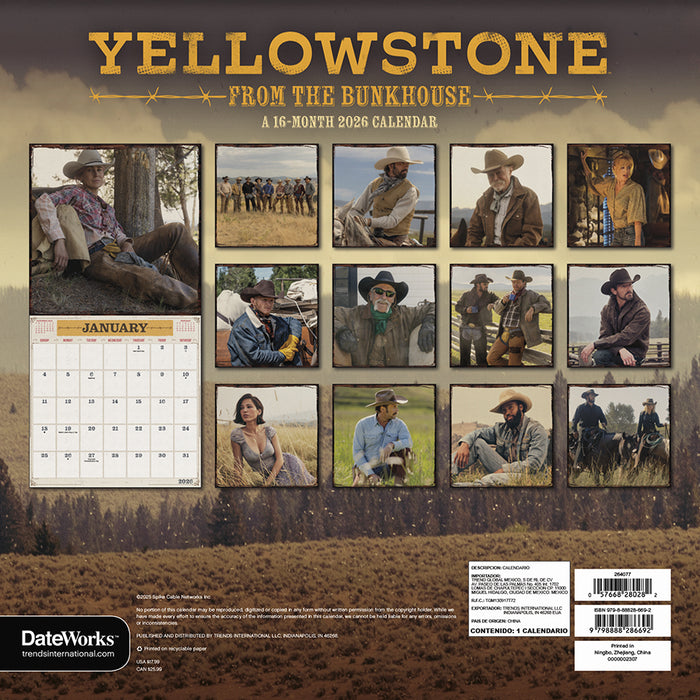 Yellowstone 2026 Square Wall Calendar