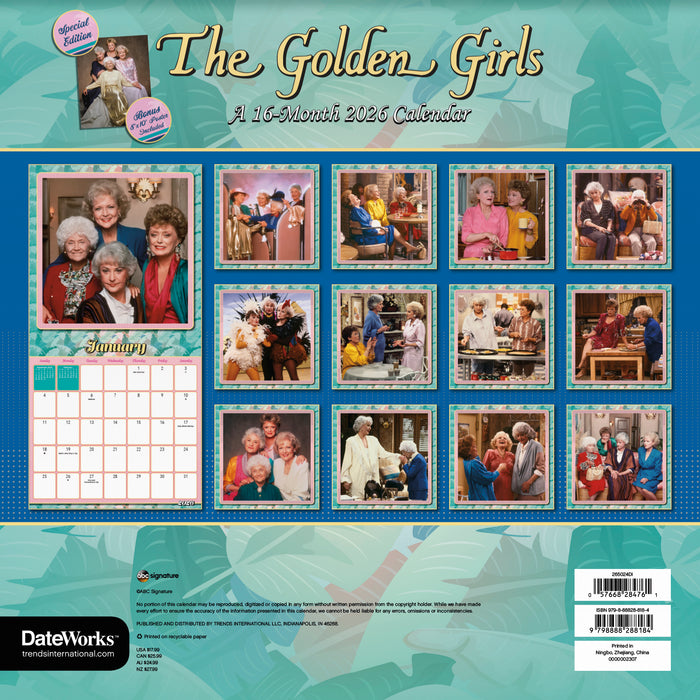 Golden Girls Special Edition 2026 Square Wall Calendar