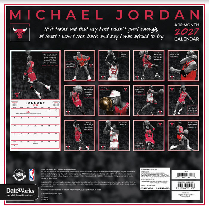 Michael Jordan 2027 Square Wall Calendar