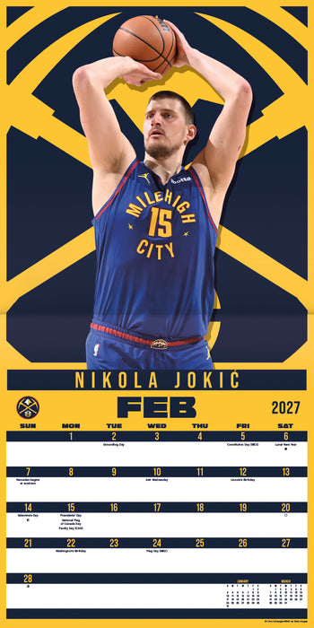 NBA Superstars 2027 Square Wall Calendar