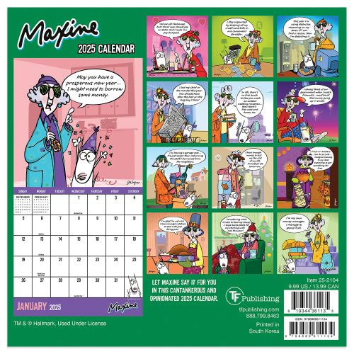 2025 Maxine Mini Wall Calendar by  TF Publishing from Calendar Club