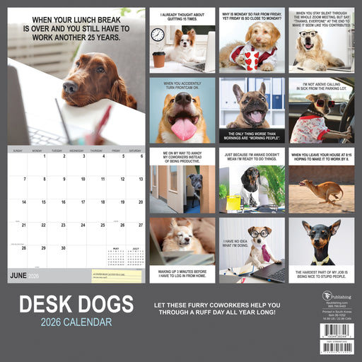 Desk Dogs 2026 Square Wall Calendar