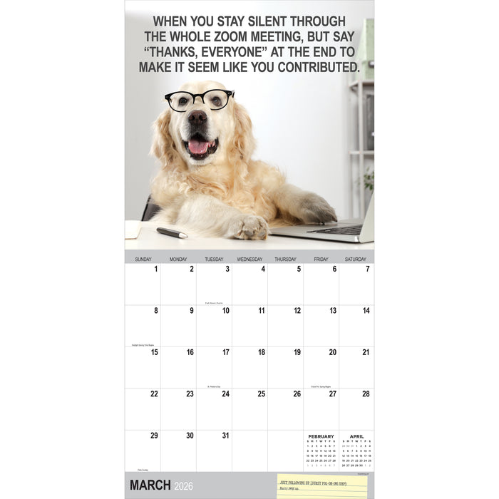 Desk Dogs 2026 Square Wall Calendar
