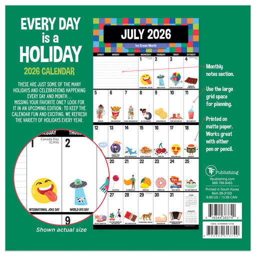 Every Day's a Holiday 2026 Mini Wall Calendar