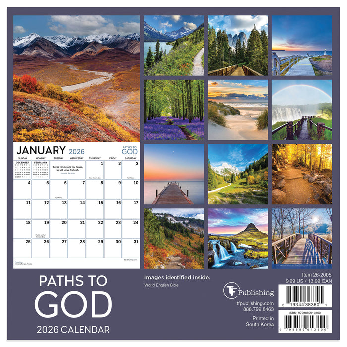 Paths to God 2026 Mini Wall Calendar