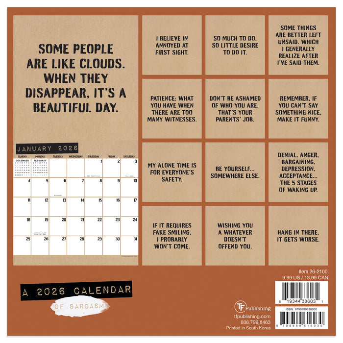 Anti Affirmations and Sarcasm 2026 Mini Wall Calendar