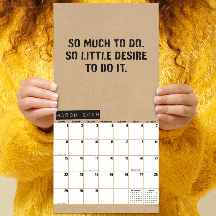 Anti Affirmations and Sarcasm 2026 Mini Wall Calendar