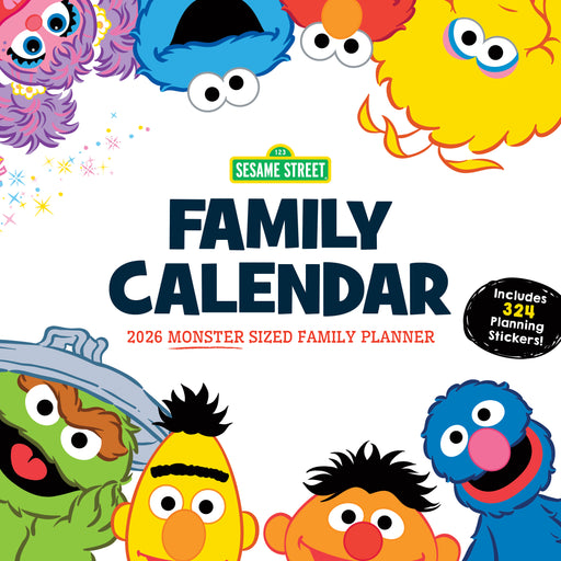 Sesame Street Monster Sized Family Planner 2026 Square Wall Calendar with Stickers