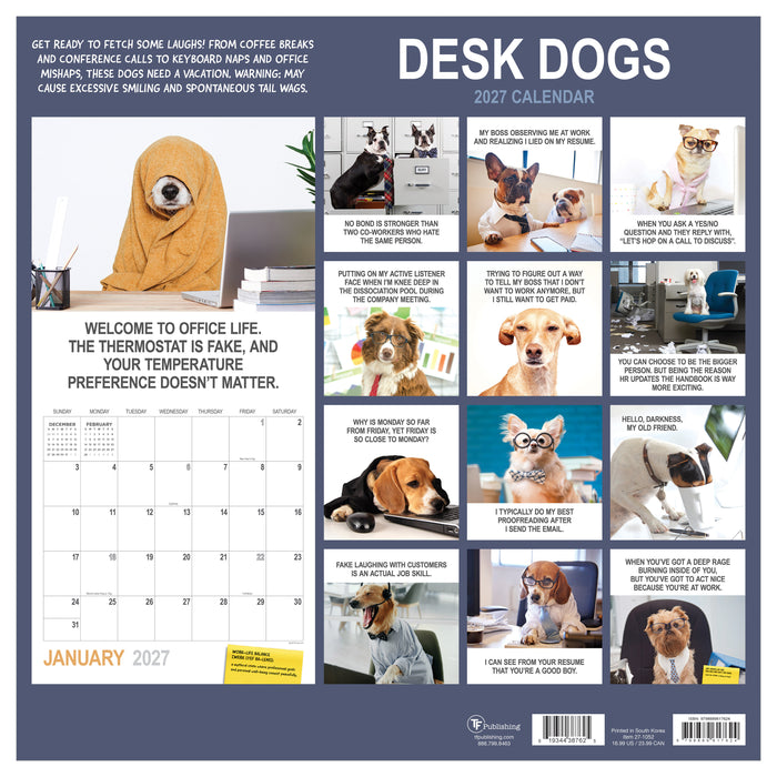 Desk Dogs 2027 Square Wall Calendar