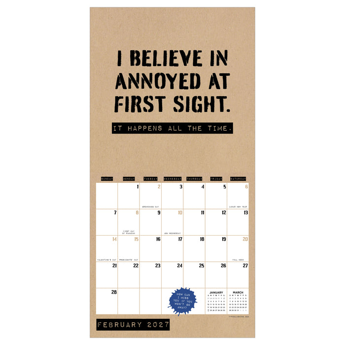 Anti Affirmations and Sarcasm 2027 Mini Wall Calendar