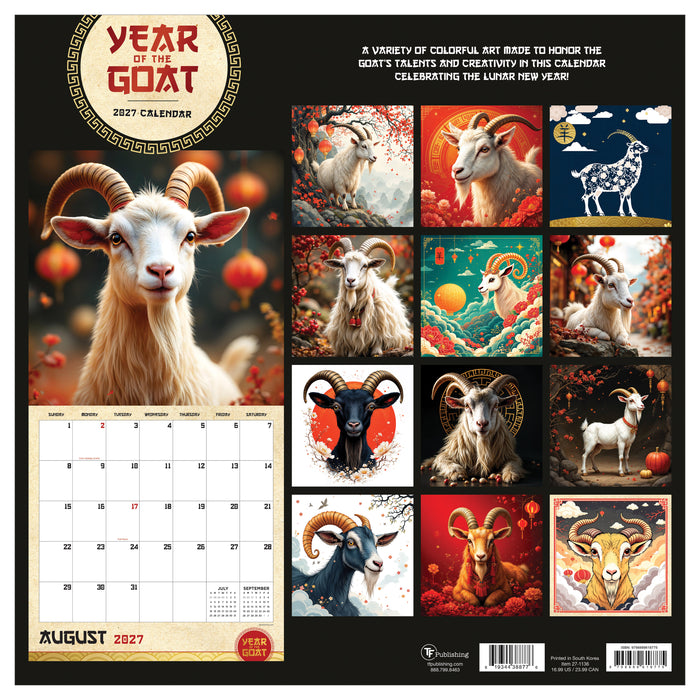 Year of the Goat 2027 Square Wall Calendar