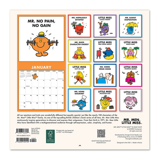 Mr Men 2027 Mini Wall Calendar