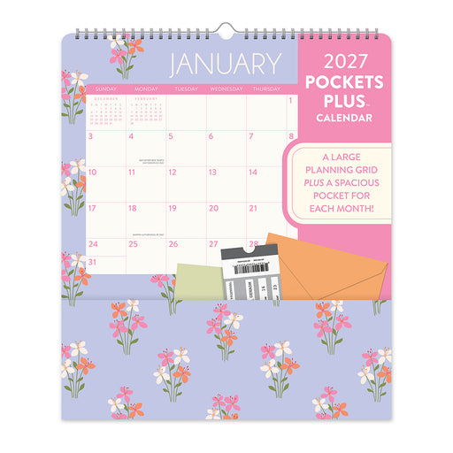 Secret Garden Pockets Plus 2027 Large Wall Calendar