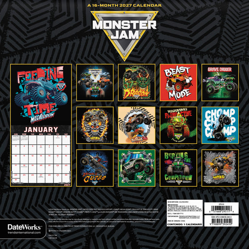 Monster Jam 2027 Square Wall Calendar