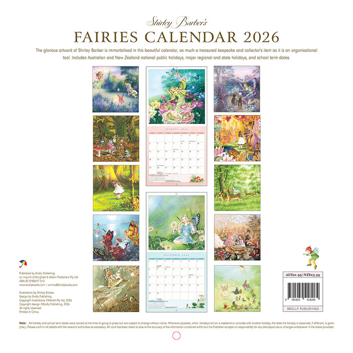 Fairies by Shirley Barber 2026 Square Wall Calendar